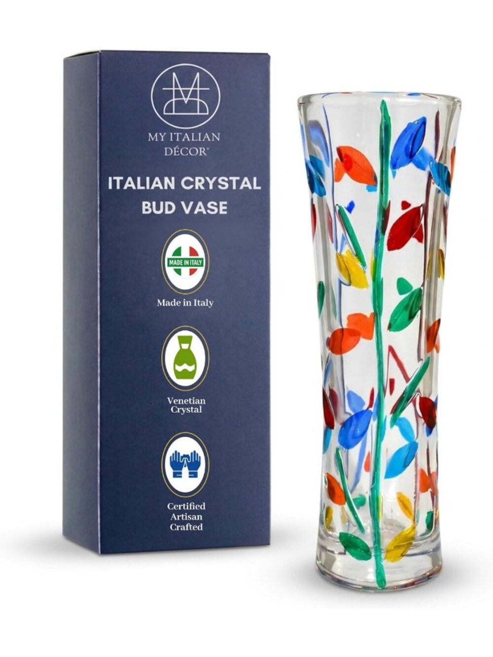 Hand-Painted Tree of Life Crystal Vase - Unique Small Home Decor Accent